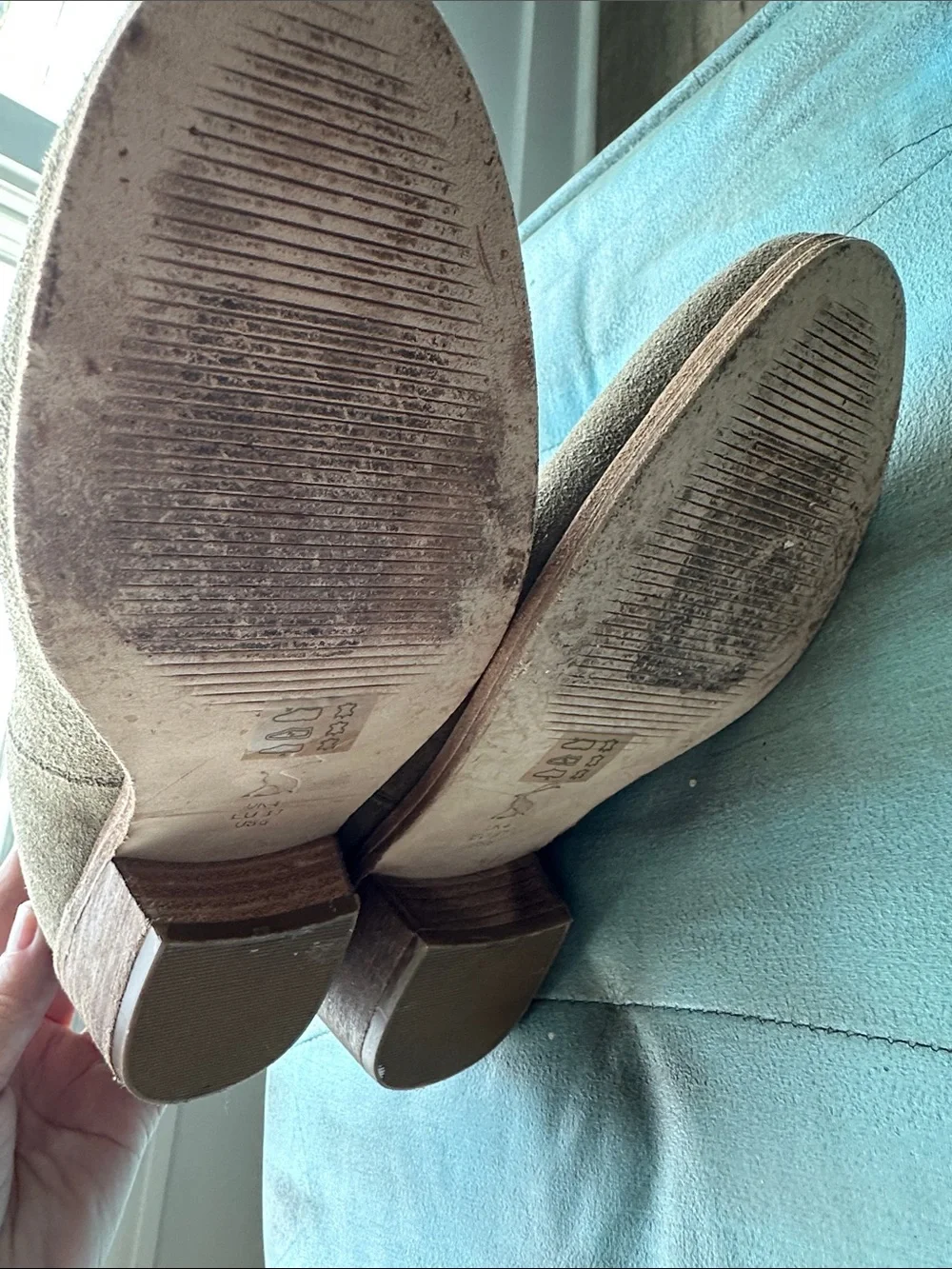 Joules Suede Ankle Boots in Taupe Green